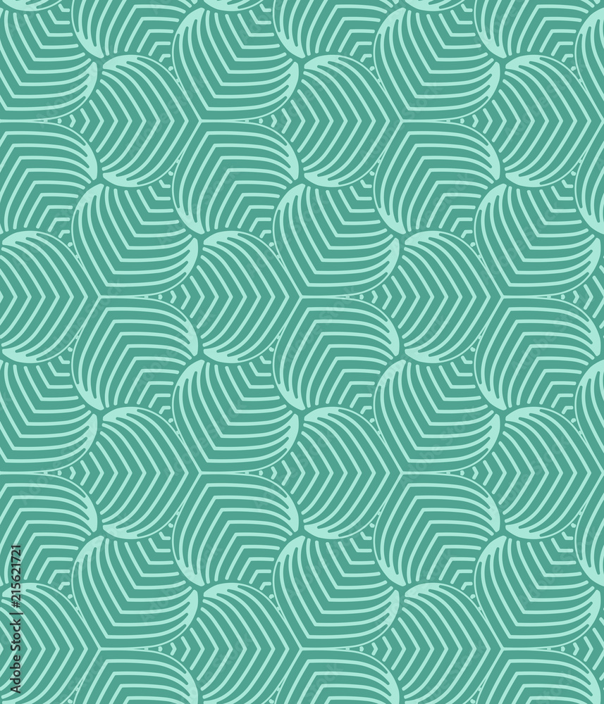 Green geometric stylized succulent leaves pattern Graphic floral background. Vector seamless repeat.