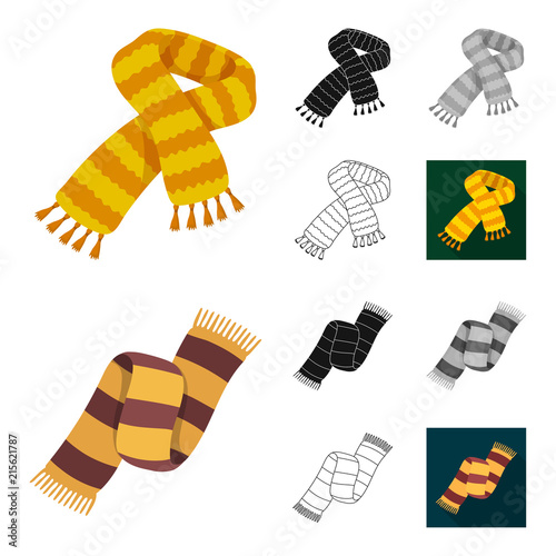 Scarf and Shawl cartoon,black,flat,monochrome,outline icons in set collection for design.Clothes and Accessory vector symbol stock web illustration.