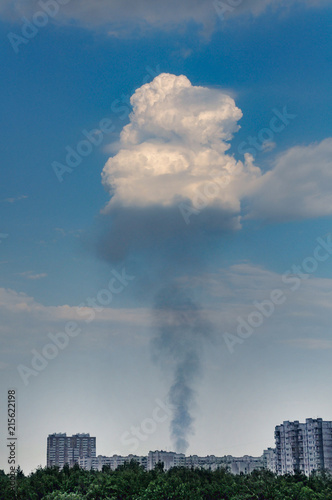 A cloud of smoke above the city after the explosion