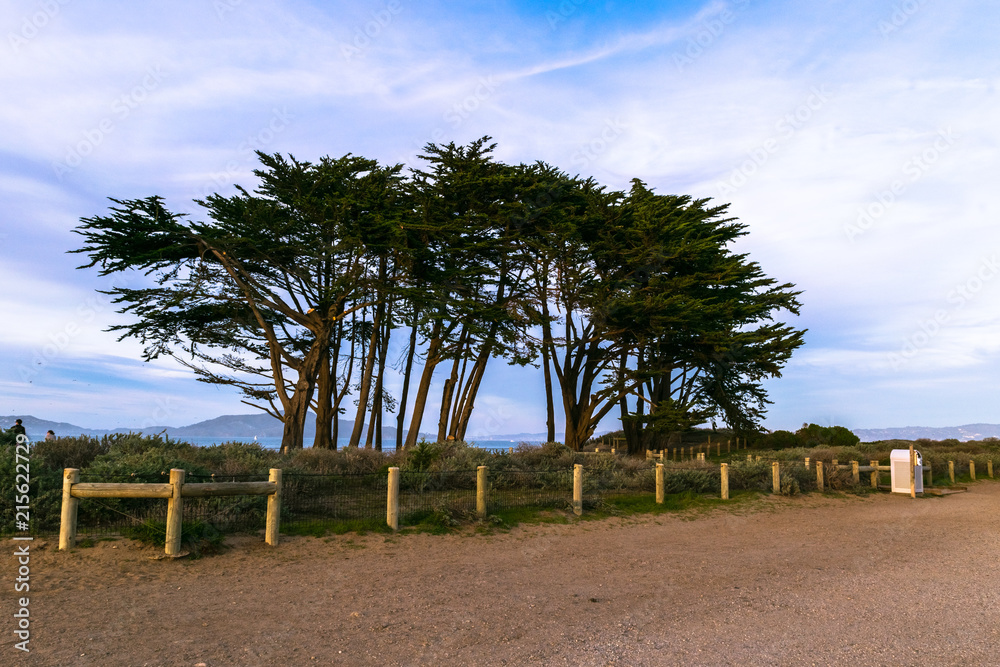 Golden Gate Bridge, Crissy Field, Alcatraz island, San Francisco, California, USA Golden Gate Bridge, Crissy Field, Alcatraz island, San Francisco, California, USA