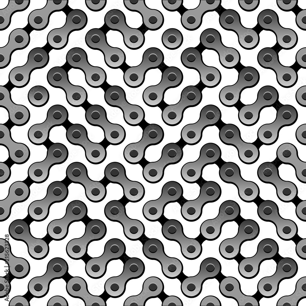 Perpetuum Mobile Endless bicycle chain labyrinth seamless pattern vector illustration