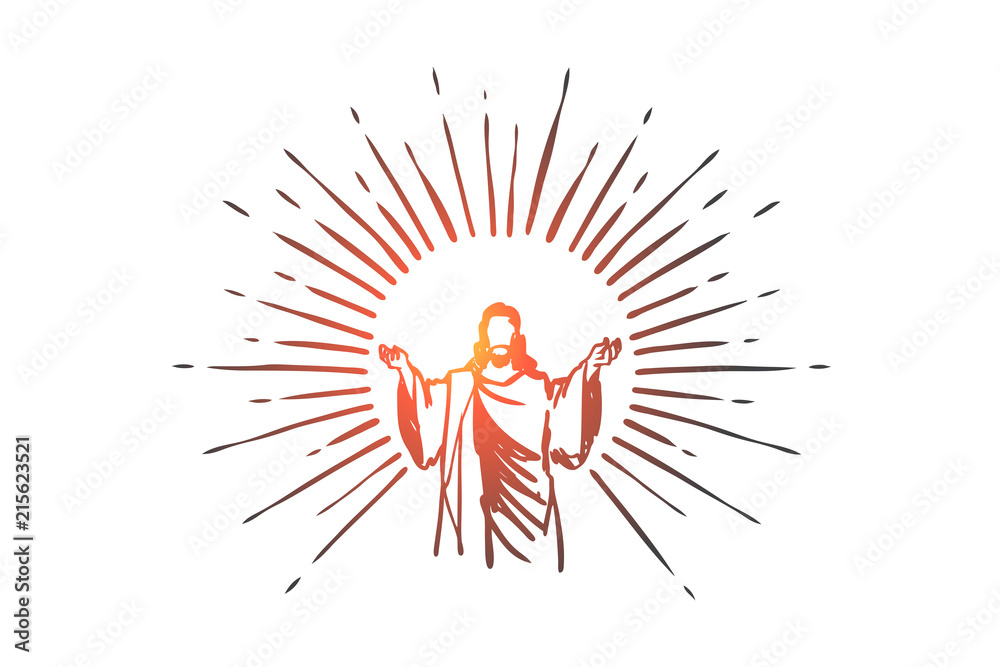 Naklejka premium God, Jesus christ, grace, good, ascension concept. Hand drawn isolated vector.