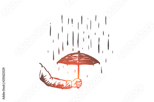 Care, protection, security, business concept. Hand drawn isolated vector.