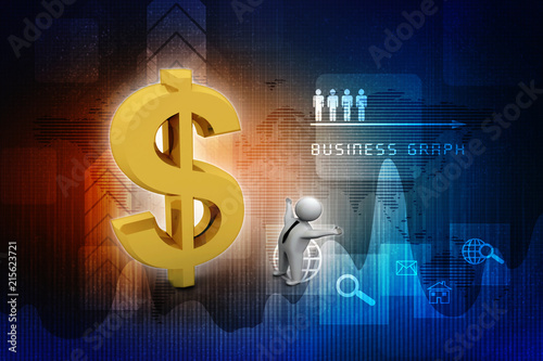 3d rendering Dollar symbol with business man
