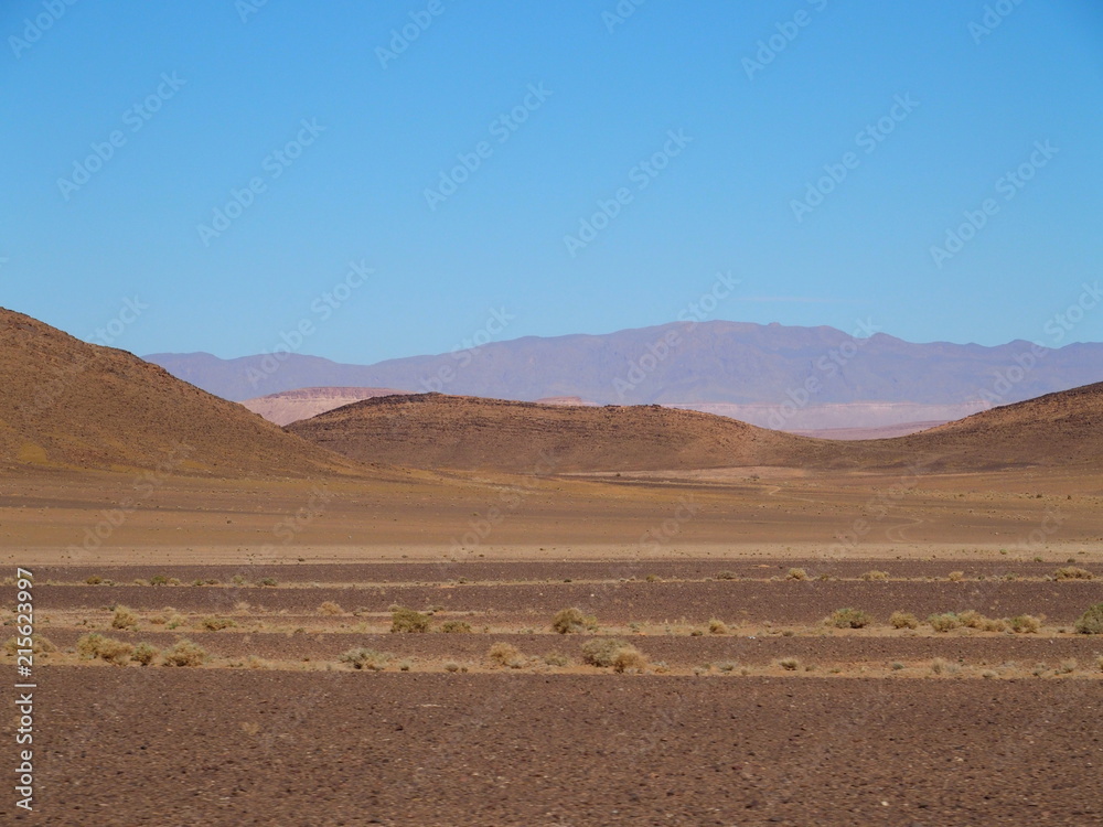 Sandy desert at high ATLAS MOUNTAINS range landscapes in MOROCCO