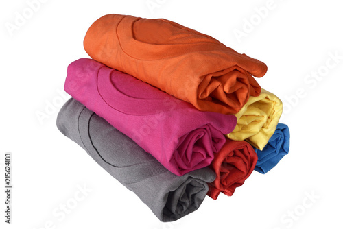 Pile of rolled colorful clothes
