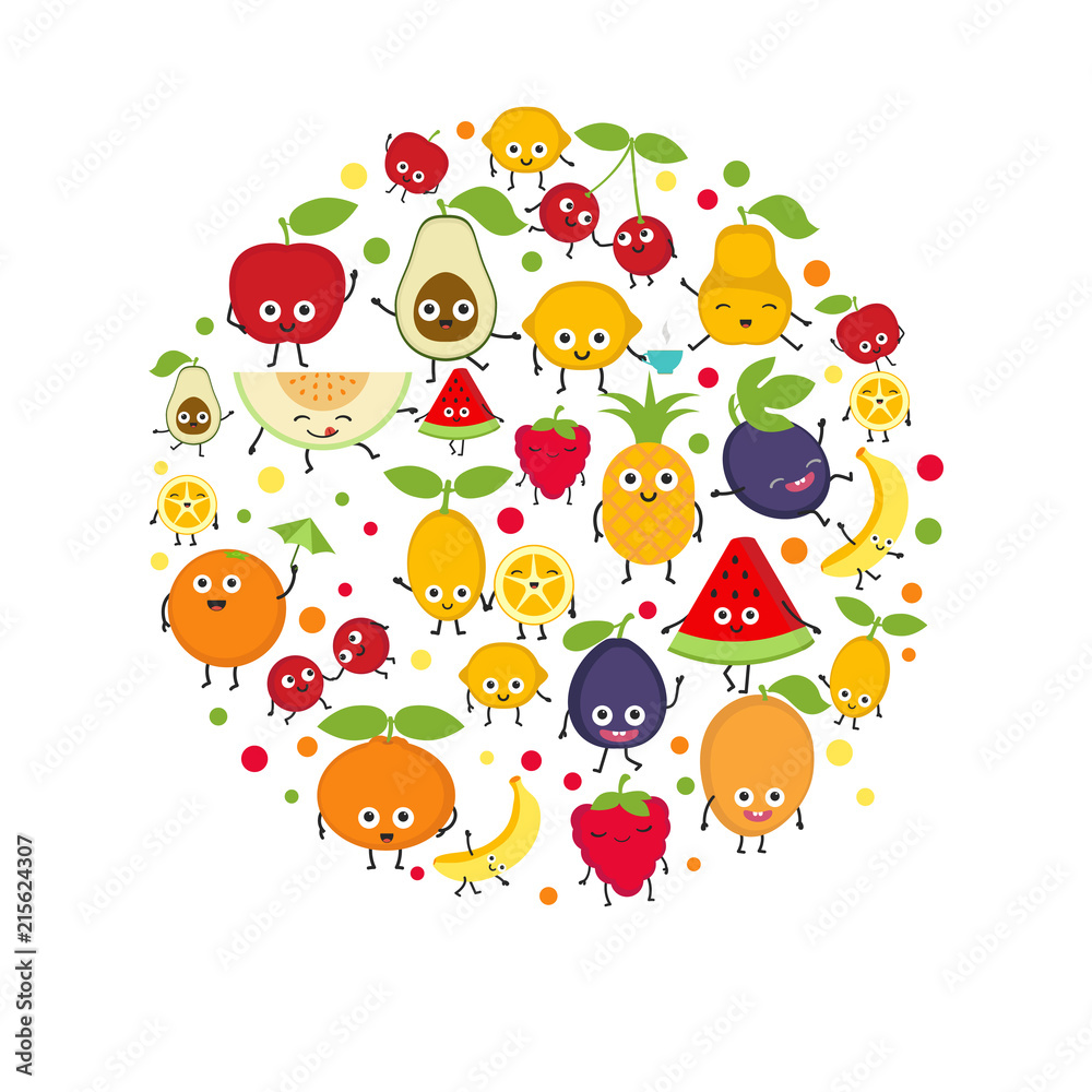 Background with cute fruits. Background with cute fruits.