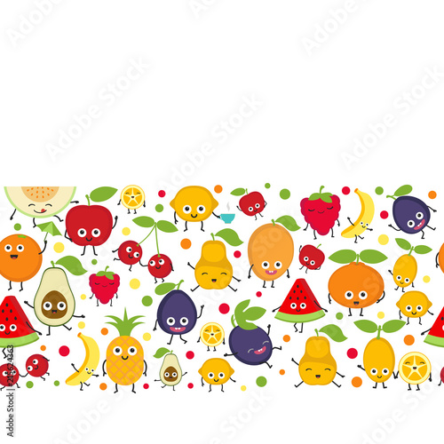 Background with cute fruits. © ninamunha