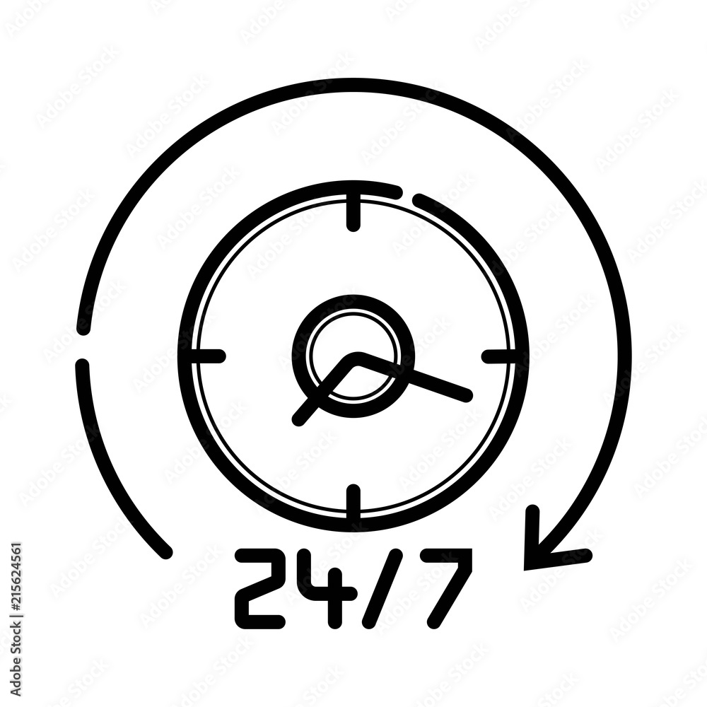 Steady Services 24/7 Thin Line Vector Icon Steady Services 24/7 Thin Line Vector Icon
