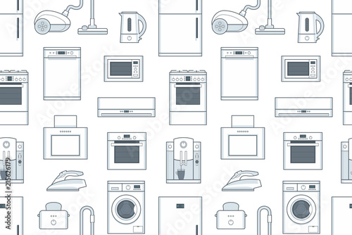 seamless pattern with Household Appliances. flat style. isolated on white background