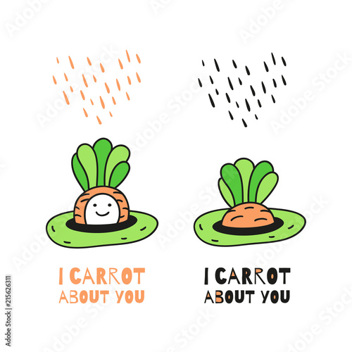 Collections with sweet baby-carrots hand drawn prints