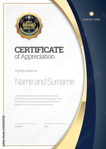 Certificate template. Diploma of modern design or gift certificate.