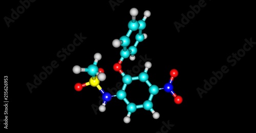 Nimesulide molecular structure isolated on black
