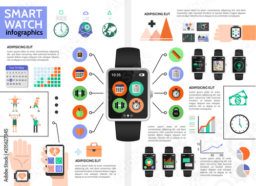 Flat Smart Watch Infographic Concept © K3Star