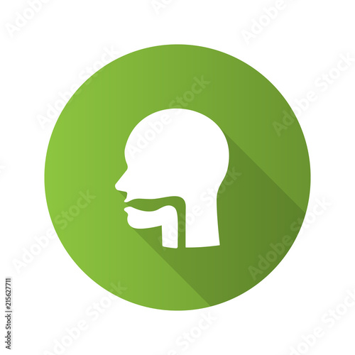 Oral cavity, pharynx and esophagus flat design long shadow glyph