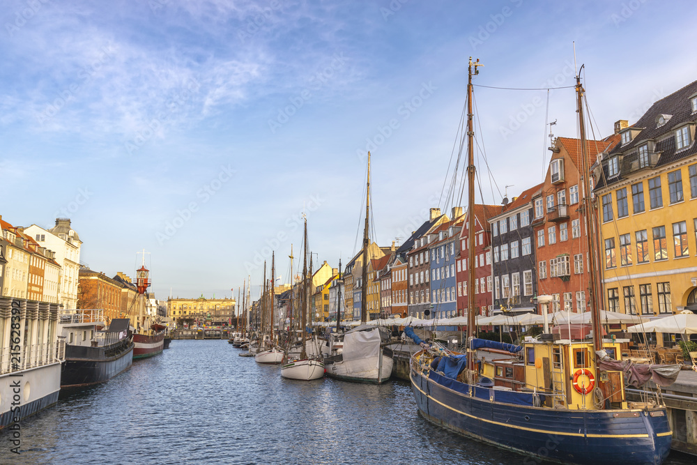 Copenhagen city skyline at Nyhavn harbour, Copenhagen Denmark