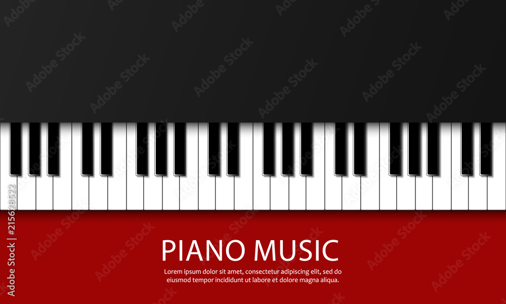 Fototapeta premium Backdrop with piano. Realistic piano keys. Design illustration vector.