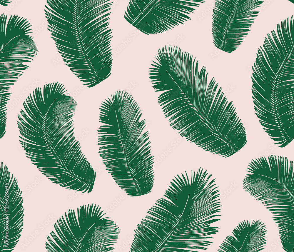 Tropical palm leaves Pattern. Seamless Vector Background.