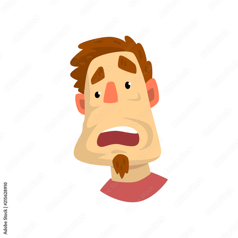 Emotional face of young man vector Illustration on a white background