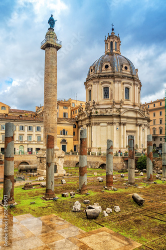 Church of the Most Holy Name of Mary at the Trajan Forum in Rome, Italy. Rome architecture and landmark.