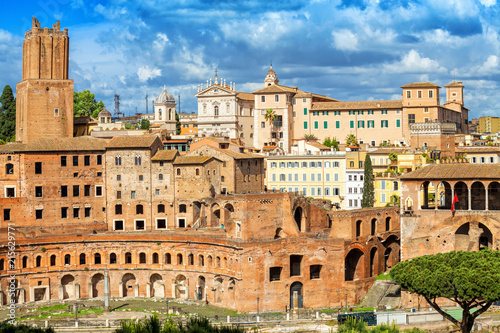 Ruins of Trajan's Market (Mercati di Traiano) in Rome, Italy. Rome architecture and landmark.