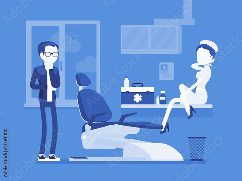 Sexy nurse flirting and patient