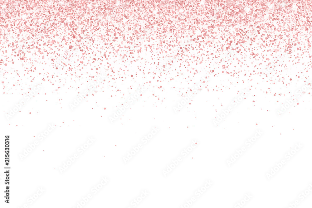 Rose gold falling particles on white background. Vector - obrazy, fototapety, plakaty 