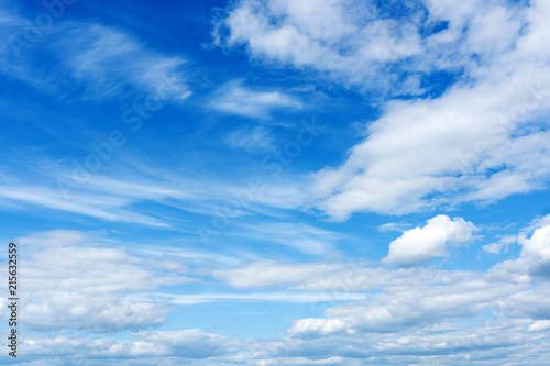 beautiful white clouds on the background of bright blue sky.