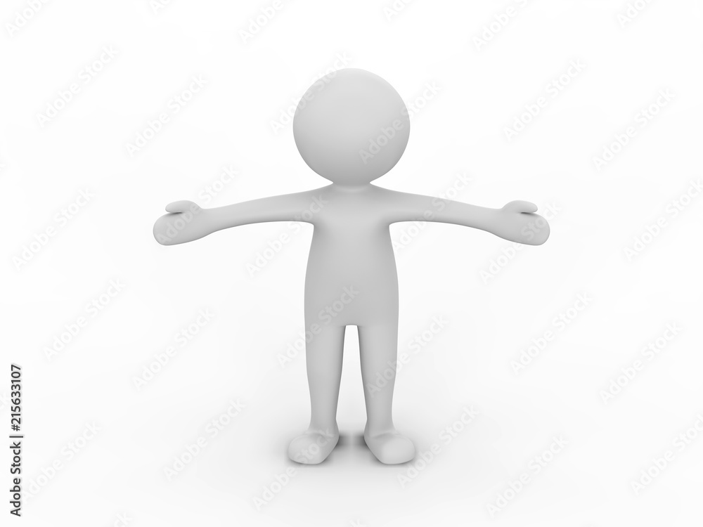 3D illustration man presenting your product hands to the side on a white background 3D illustration man presenting your product hands to the side on a white background