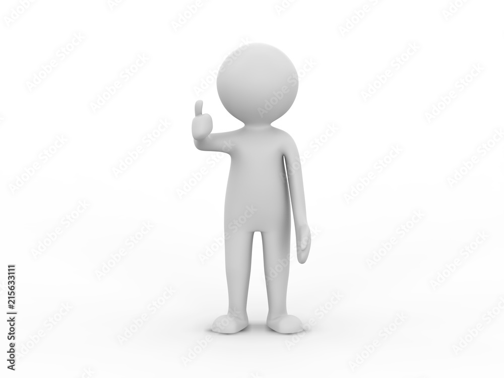 3D illustration man presenting your product give the thumbs up on a white background 3D illustration man presenting your product give the thumbs up on a white background