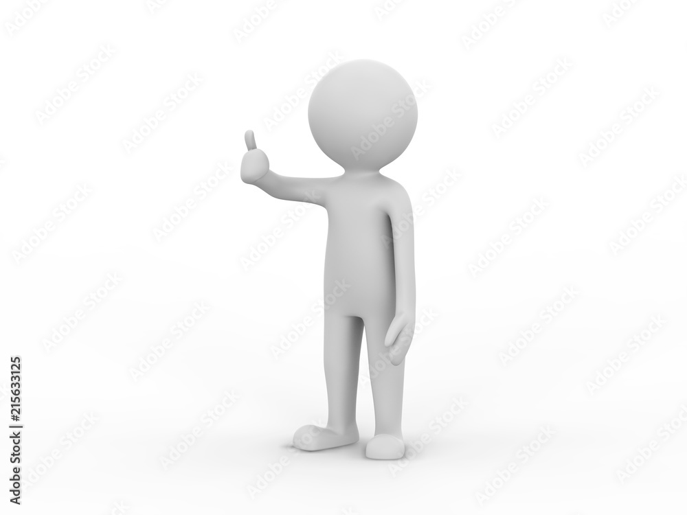3D illustration man presenting your product give the thumbs up on a white background 3D illustration man presenting your product give the thumbs up on a white background