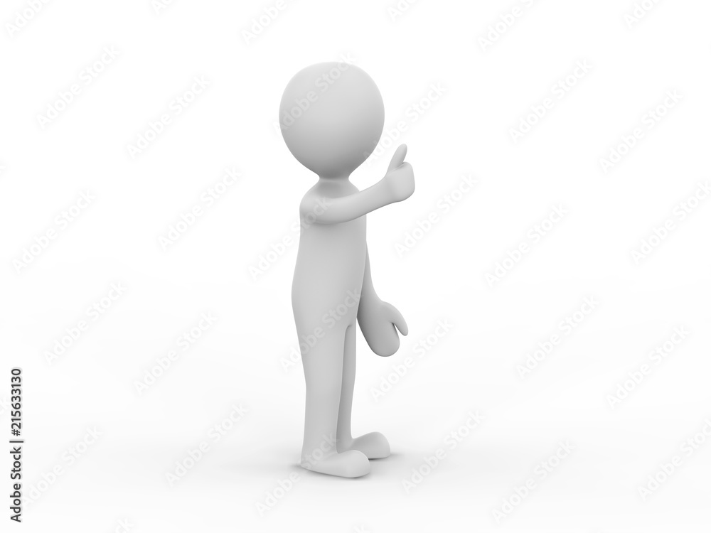 3D illustration man presenting your product give the thumbs up on a white background 3D illustration man presenting your product give the thumbs up on a white background