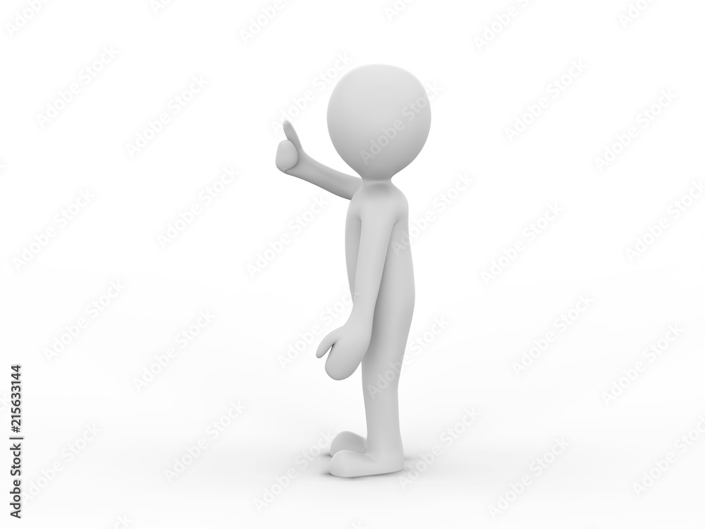 3D illustration man presenting your product give the thumbs up on a white background 3D illustration man presenting your product give the thumbs up on a white background