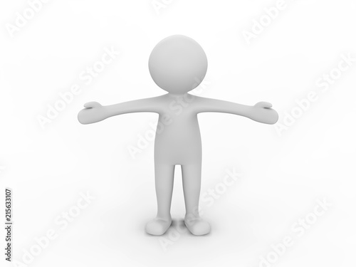 3D illustration man presenting your product hands to the side on a white background