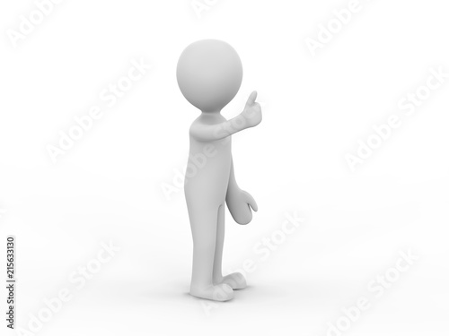 3D illustration man presenting your product give the thumbs up on a white background