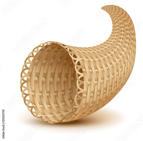 Horn of plenty symbol thanksgiving day. An empty cornucopia photo