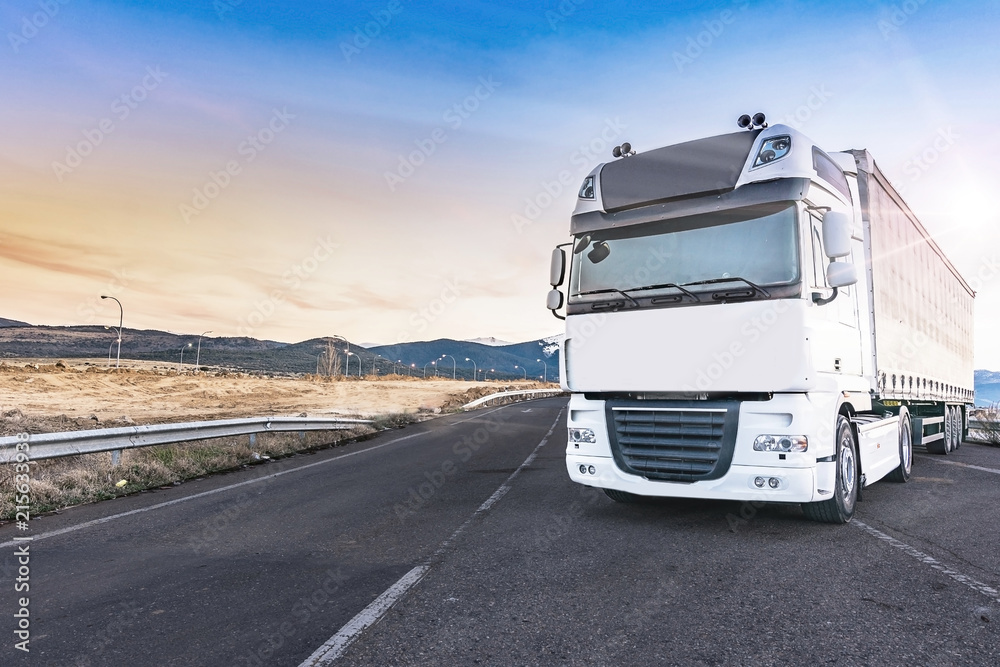 Rest area for heavy trucks, at the end of a working day Rest area for heavy trucks, at the end of a working day