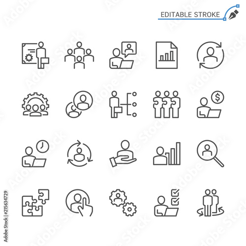 Business Management line icons. Editable stroke. Pixel perfect.