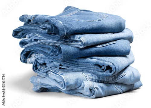 folded denim jeans