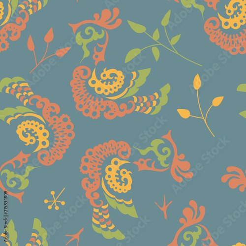 Birds and flowers seamless pattern vector. Colorful and ornate ethnic pattern. Boho background.