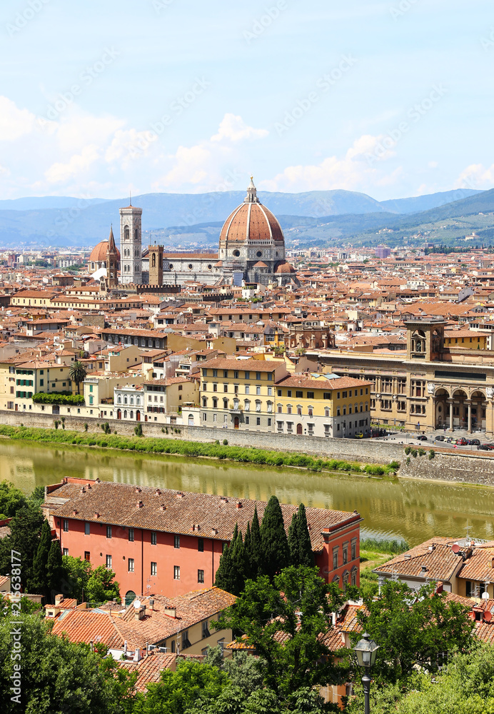 cityscape view of Florence or Firenze city Italy - Basilica of Saint Mary of the Flower - Florence Cathedral view