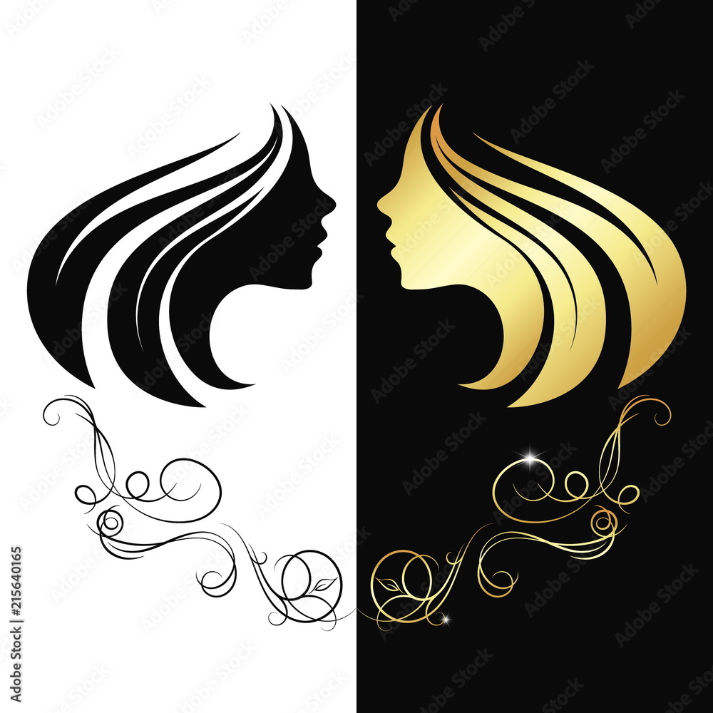 Profile girl gold color silhouette