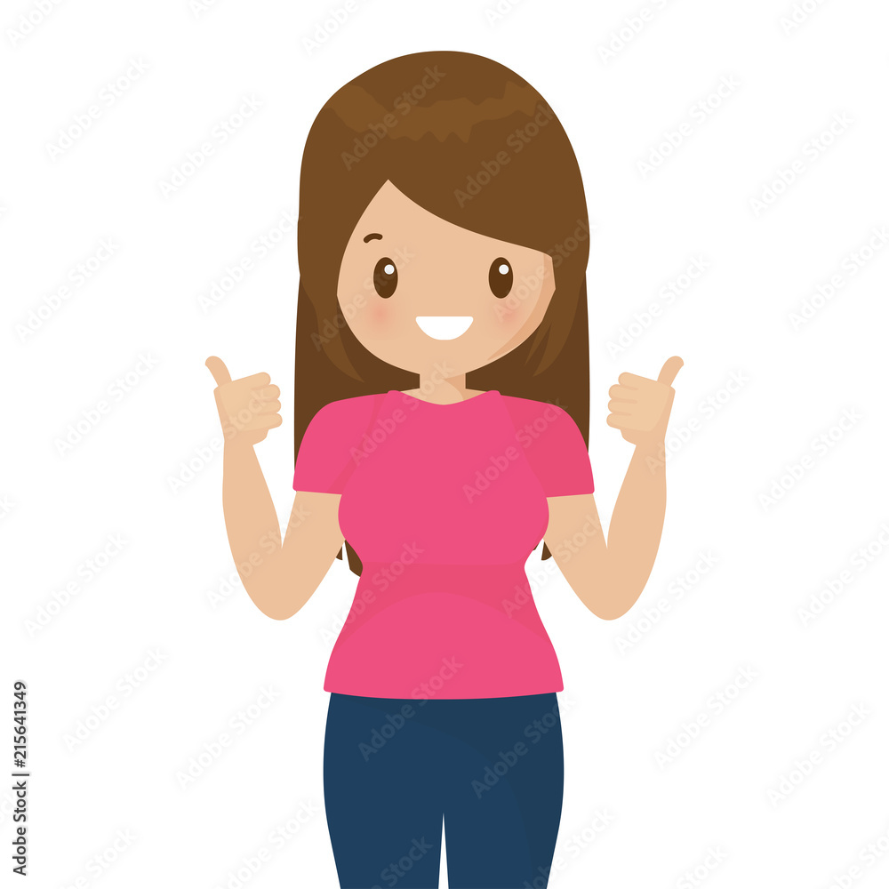 Happy woman shows thumbs up gesture cool. Happy woman shows thumbs up gesture cool.