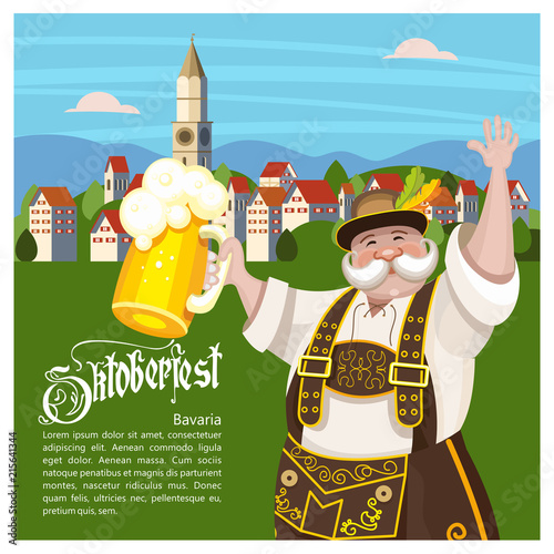 Oktoberfest. Annual traditional beer festival in Germany. Vector illustration.