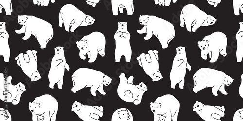 bear seamless pattern vector polar bear panda teddy scarf tile background wallpaper repeat isolated black