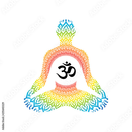 Meditating human in lotus pose. Yoga illustration.