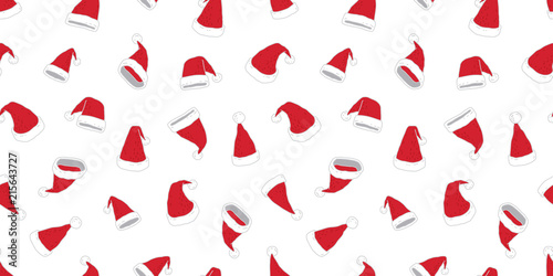 Christmas seamless pattern vector Santa hat scarf isolated cartoon illustration new year repeat wallpaper tile background red