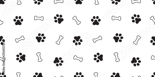 dog paw bone seamless pattern vector tile background repeat wallpaper white isolated