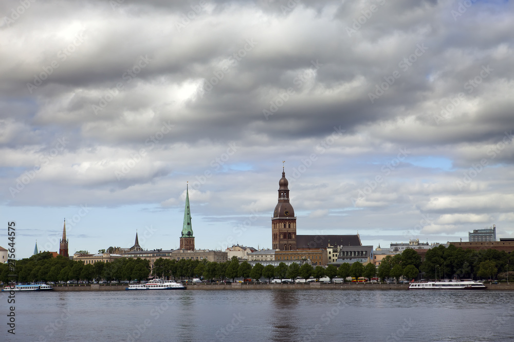 Fototapeta premium view on Riga across the Daugava river