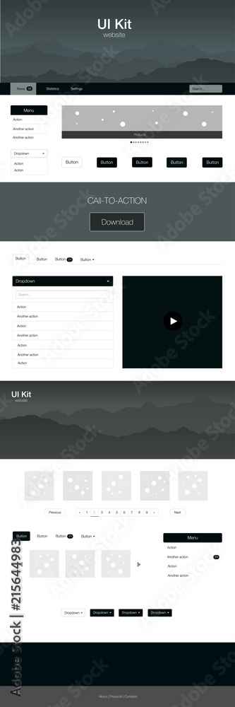 Fototapeta premium Dark BLUE vector style guide with mountains.